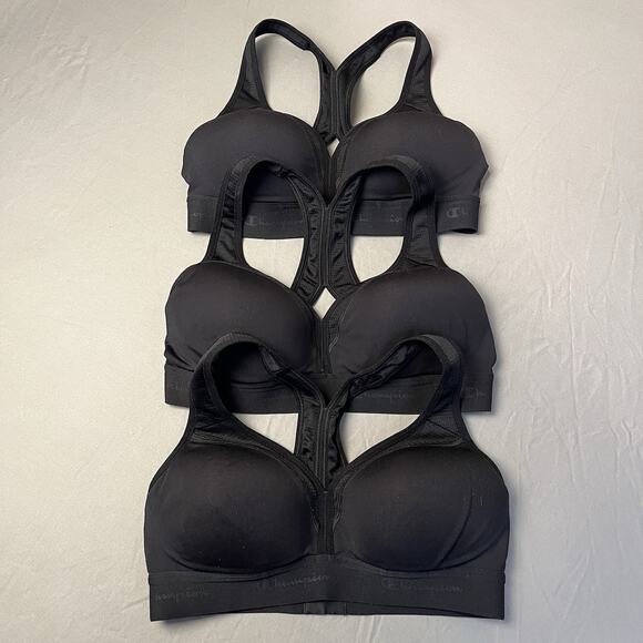 Champion Other - Lot of 3 Champion Black XS Curvy racerback Sports Bra Wireless Workout Gym